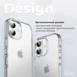 Чехол накладка для iPhone 16 Plus Gurdini Alba Series Protective (прозрачный матовый)