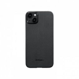Чехол для iPhone 15 Pitaka MagEZ Case 4 узкое плетение кевлар (черно-серый)